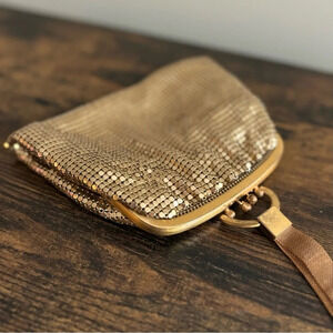 Whiting and Davis|  Vintage 1950s Gold Metal 4 x 3” Change Purse Mini Clutch